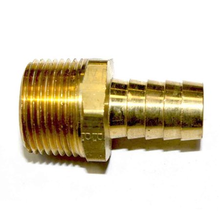 INTERSTATE PNEUMATICS Brass Hose Barb Fitting, Connector, 1/2 Inch Barb X 3/4 Inch NPT Male End FM98